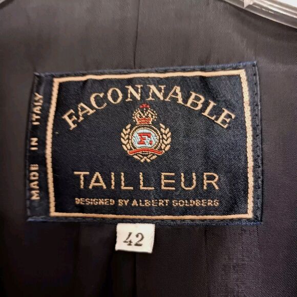 Faconnable Tailleur Albert Goldberg Navy Blue Women's BLAZER Sz 42 GOLD BUTTONS - Picture 10 of 11